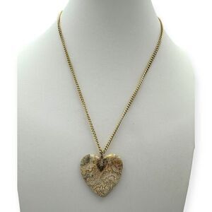 Handmade stone heart pendant on a chain necklace 18 inches
